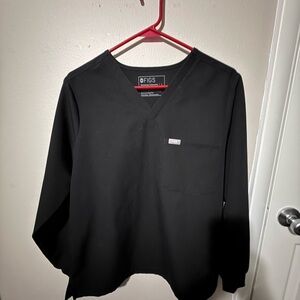 Figs Catarina Long sleeve Black V-Neck Scrub Top